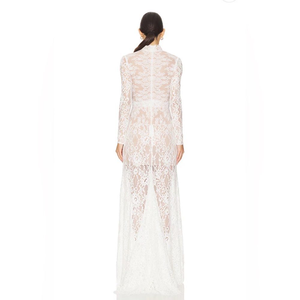 NEW BRONX AND BANCO Eleanor Long Sleeve High Slit White Lace Wedding Gown - Picture 6 of 16